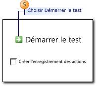 Boîte de dialogue Démarrer le test