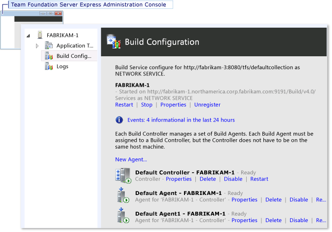 Console d'administration : configuration du serveur de builds