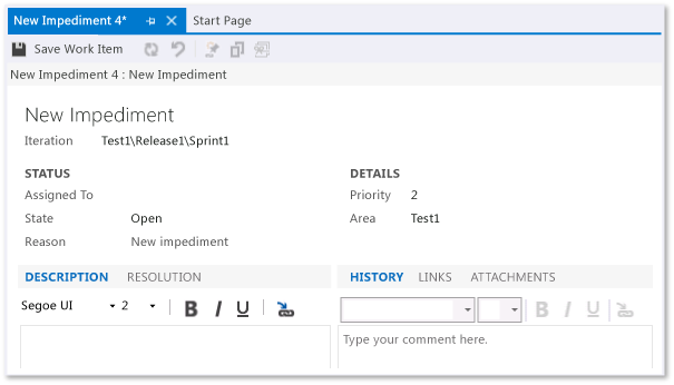 Capture d'écran présentant un élément de travail Obstacle