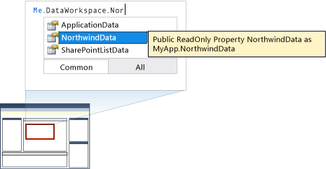 Propriétés de source de données de l'objet DataWorkspace