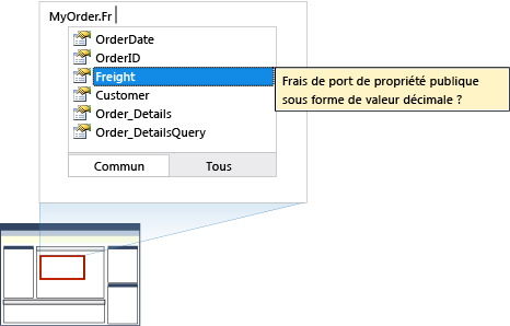 Propriétés d'un objet entité