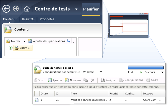 Microsoft Test Manager - Centre de tests - Contenu