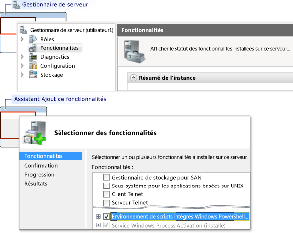 Ajout de PowerShell à l'aide de Server Manager