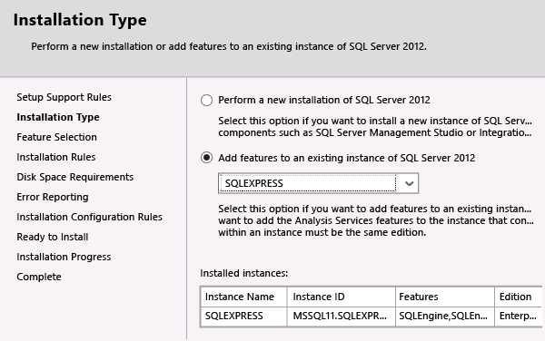 Add features to an existing instance