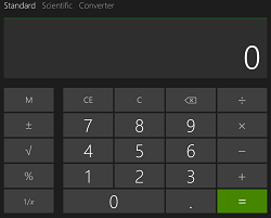 Exemple de navigation plate : page de calculatrice standard