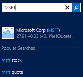 Exemple de résultats de recherche pour « MSFT »