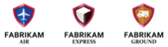 Logos de l’application du Windows Store Fabrikam Worldwide Logistics fournie en exemple