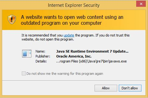 Warning about outdated activex controls outside ie.