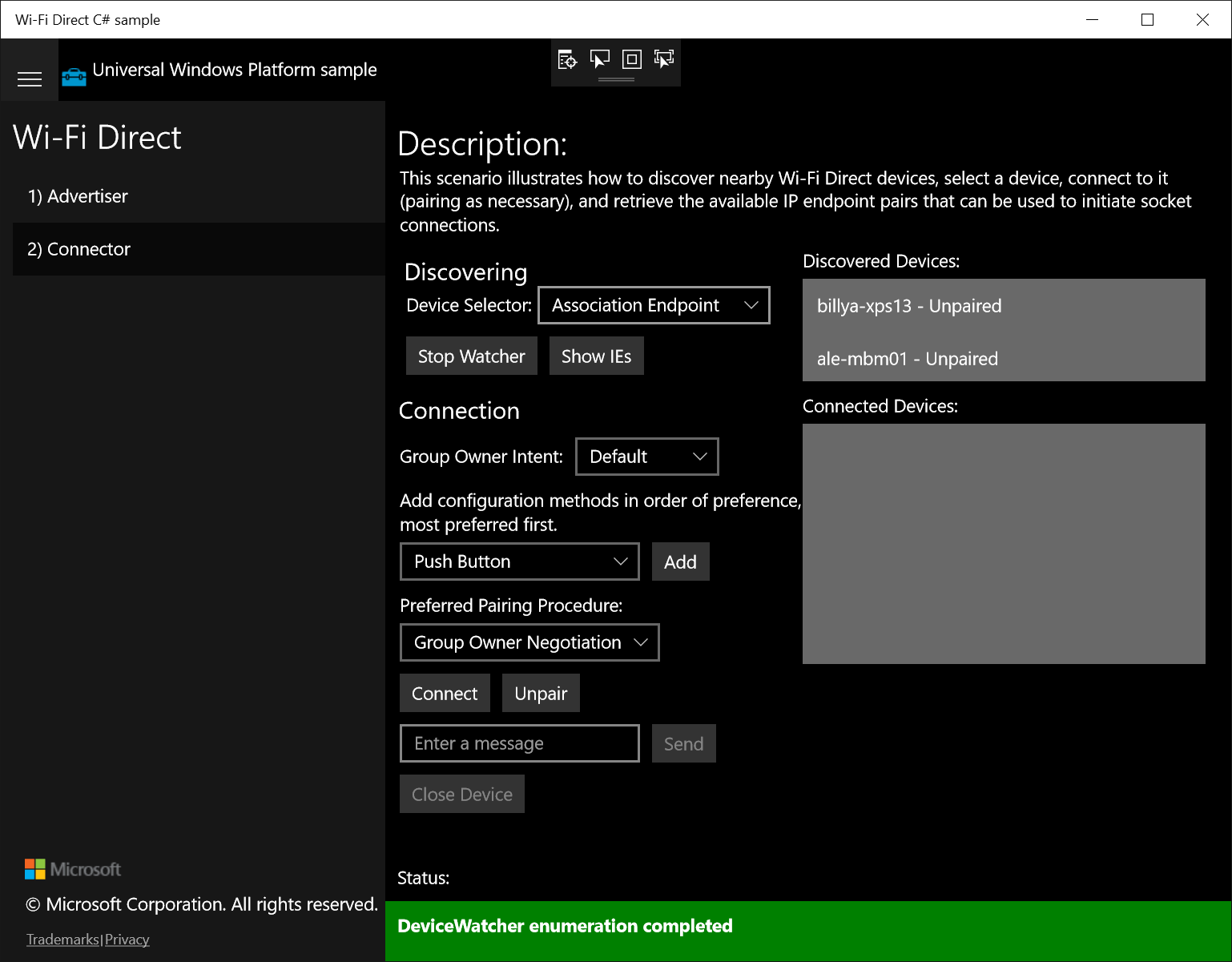 Écran de configuration du connecteur