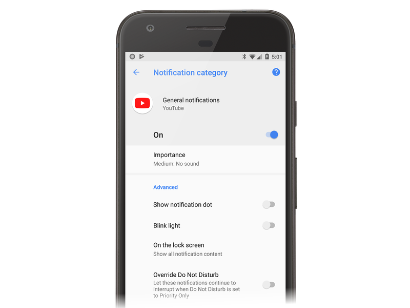 Écran Notifications générales de l’application YouTube