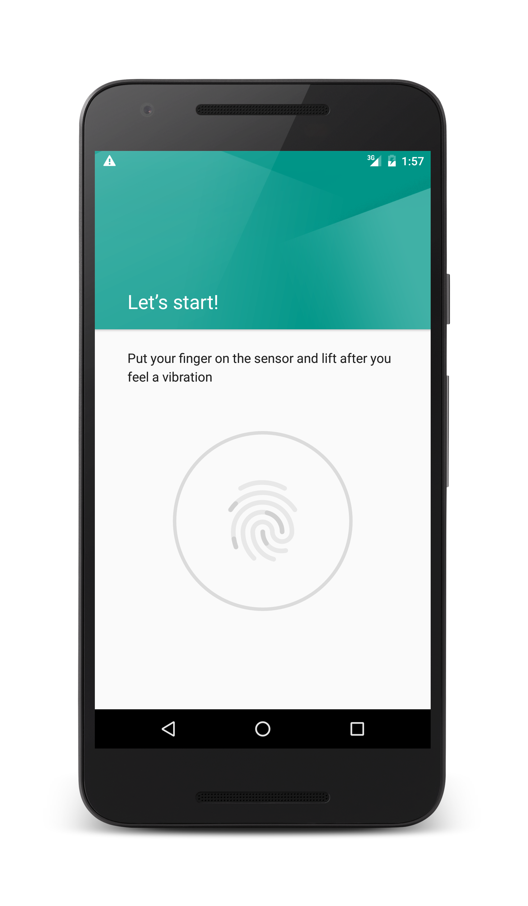 Écran qui vous invite à placer votre doigt sur le capteur