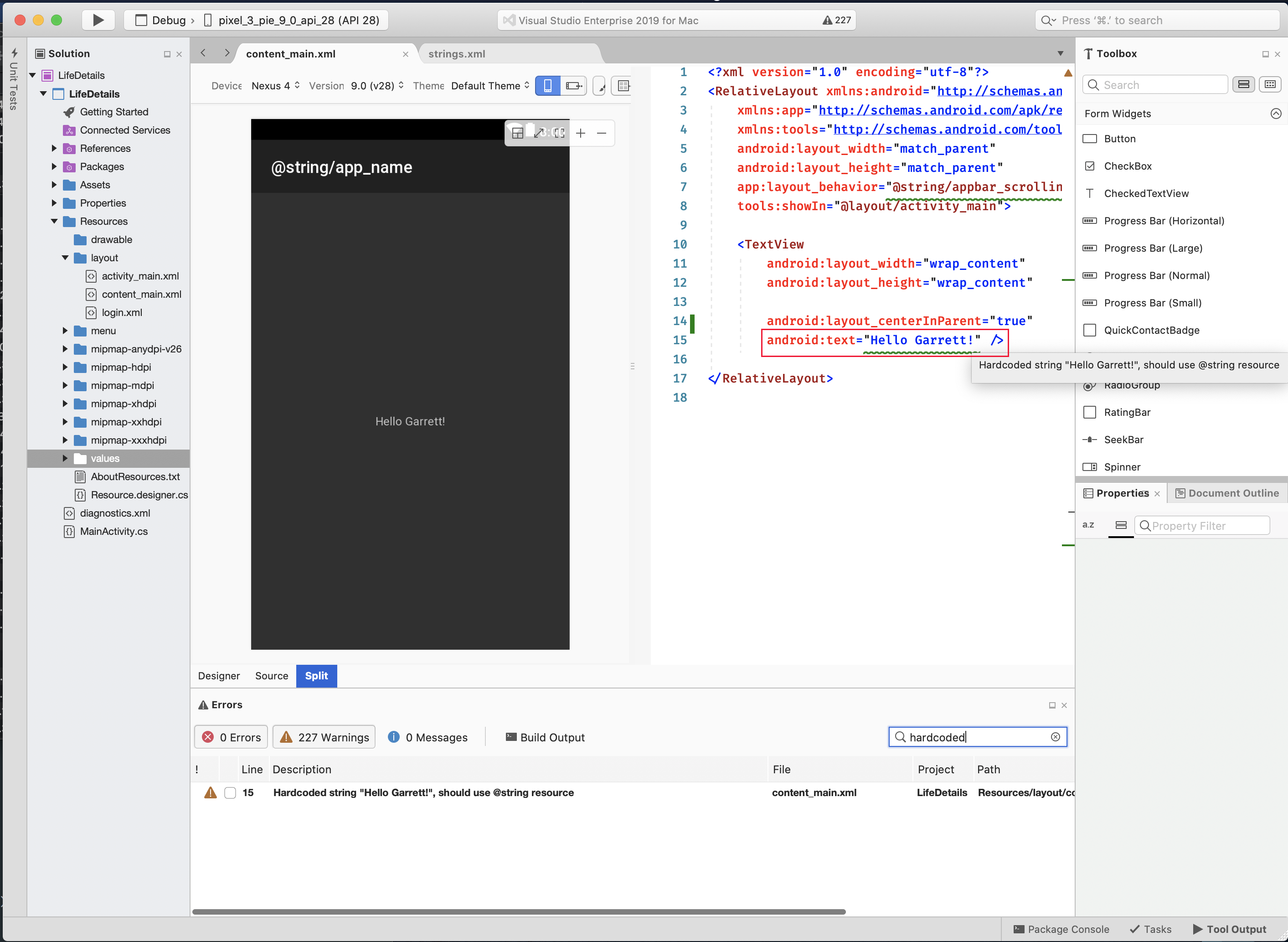 Android diagnostics activé sur Visual Studio pour Mac