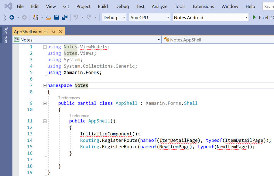 Ouvrir AppShell.xaml.cs