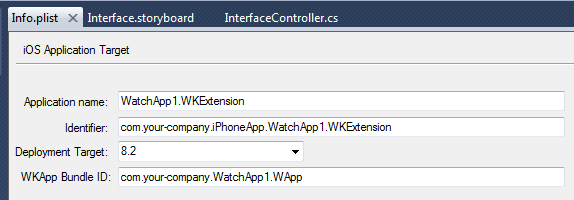 Cette capture d’écran est le fichier Info.plist de l’extension Watch