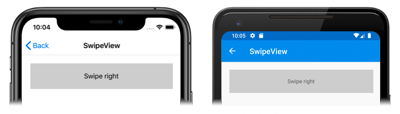 Capture d’écran du contenu SwipeView, sur iOS et Android