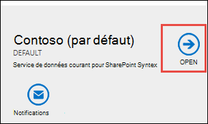 Capture d’écran du bouton Ouvrir instance Dataverse.