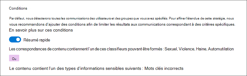 Exemple 8 du générateur de conditions de conformité des communications.