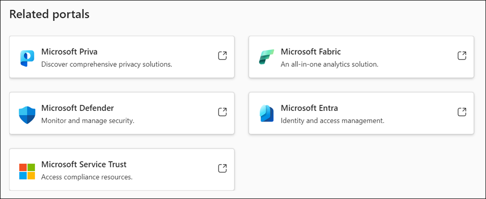 Options de portail associées dans le portail Microsoft Purview.