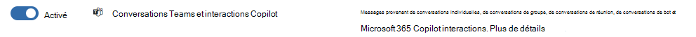 Mise à jour de l’emplacement de rétention des conversations Teams pour inclure les interactions pour Microsoft Copilot pour Microsoft 365.
