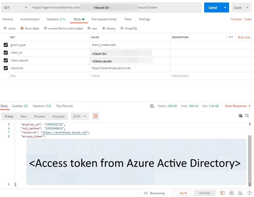 Access token from Azure AD
