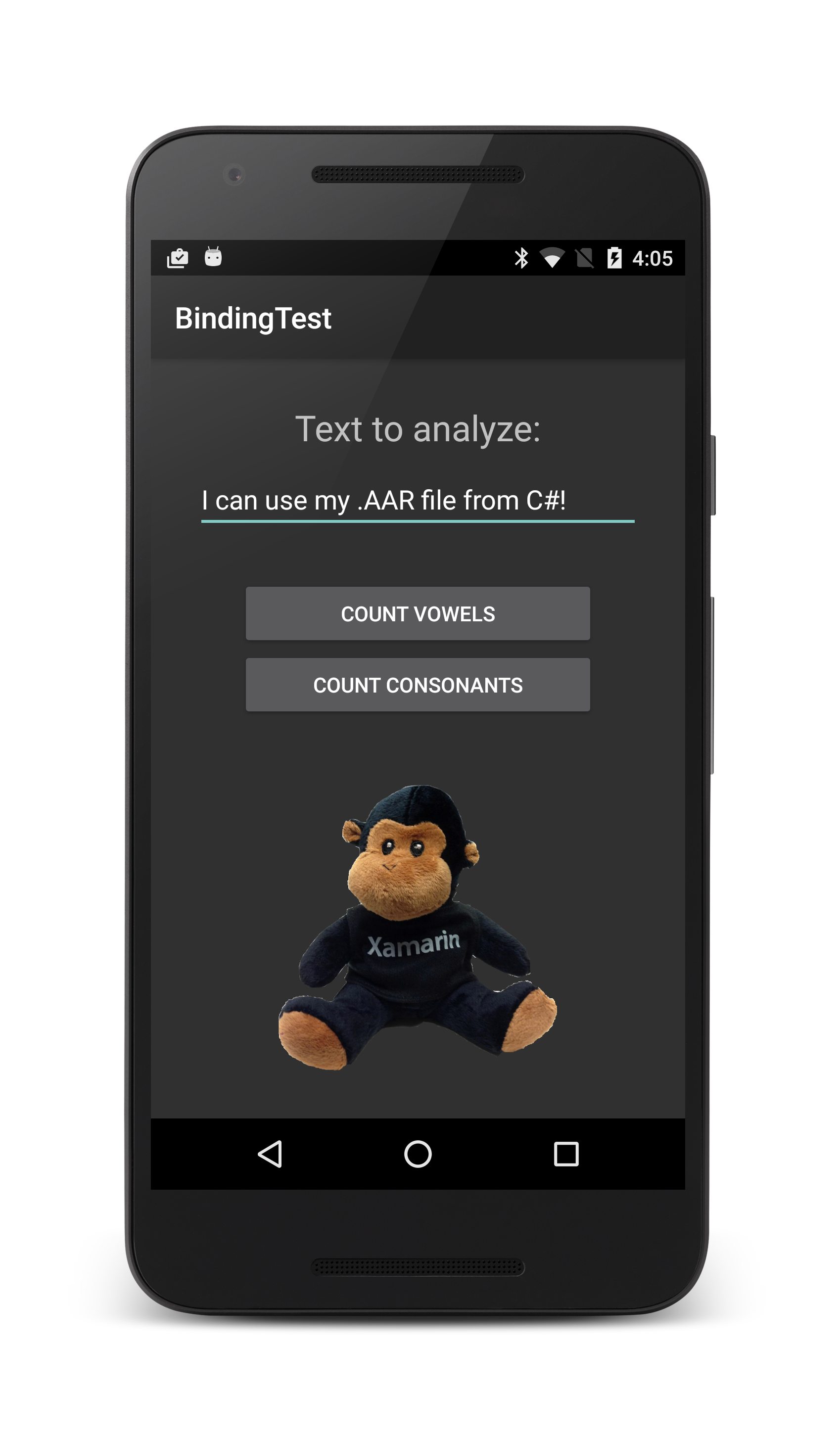 Binding an .AAR Example  application screenshot