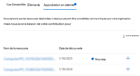 Capture d’écran de l’onglet Approbation en attente dans la gestion des ressources.