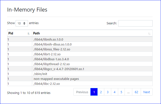 In-Memory Files Report