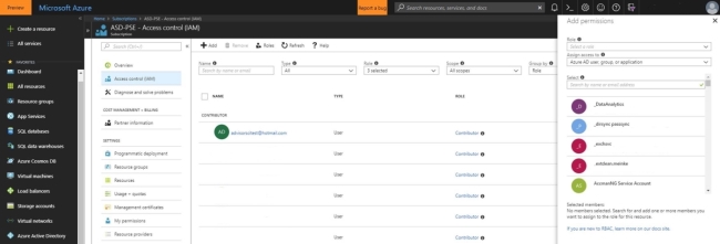 Fenêtre Microsoft Azure, montrant qu’un utilisateur a été ajouté avec succès à un rôle.