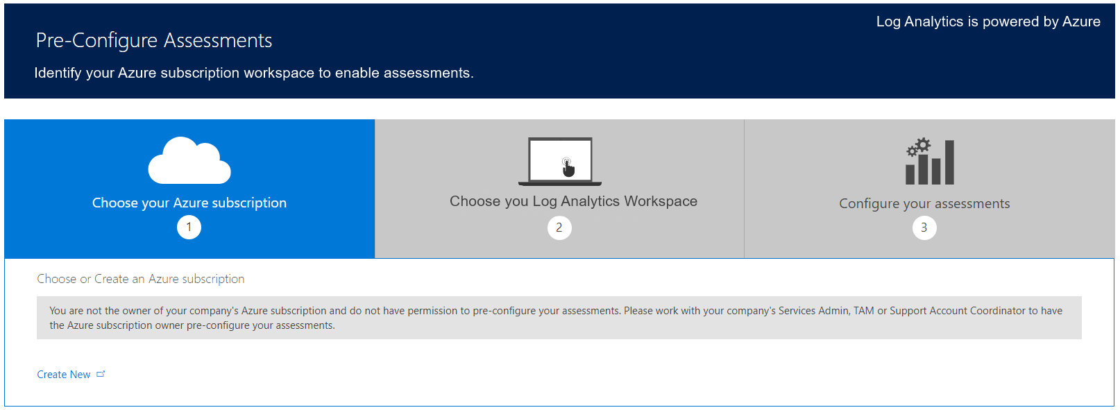 Message d’erreur : Vous n’êtes pas propriétaire de l’abonnement Azure de votre entreprise et vous n’êtes pas autorisé à préconfigurer vos évaluations.