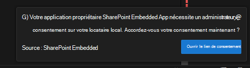 Fenêtre contextuelle accorder le consentement de l’administrateur