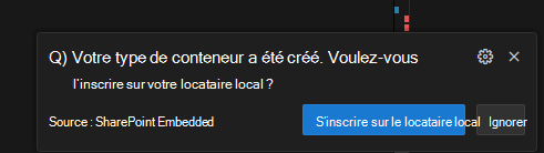 Fenêtre contextuelle d’inscription du locataire local