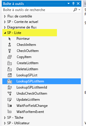 Sélecteur d’activité LookupSPListItem