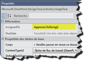 Convertir la variable «&nbsp;Approbateur&nbsp;» vers le type de données chaîne