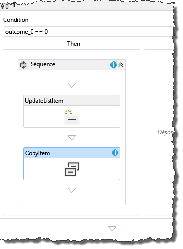 Ajout d’une activité CopyItem au flux de travail