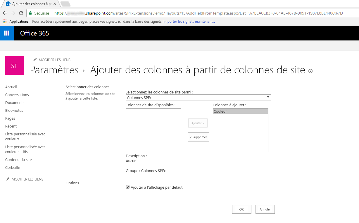 Ajouter le champ à la liste