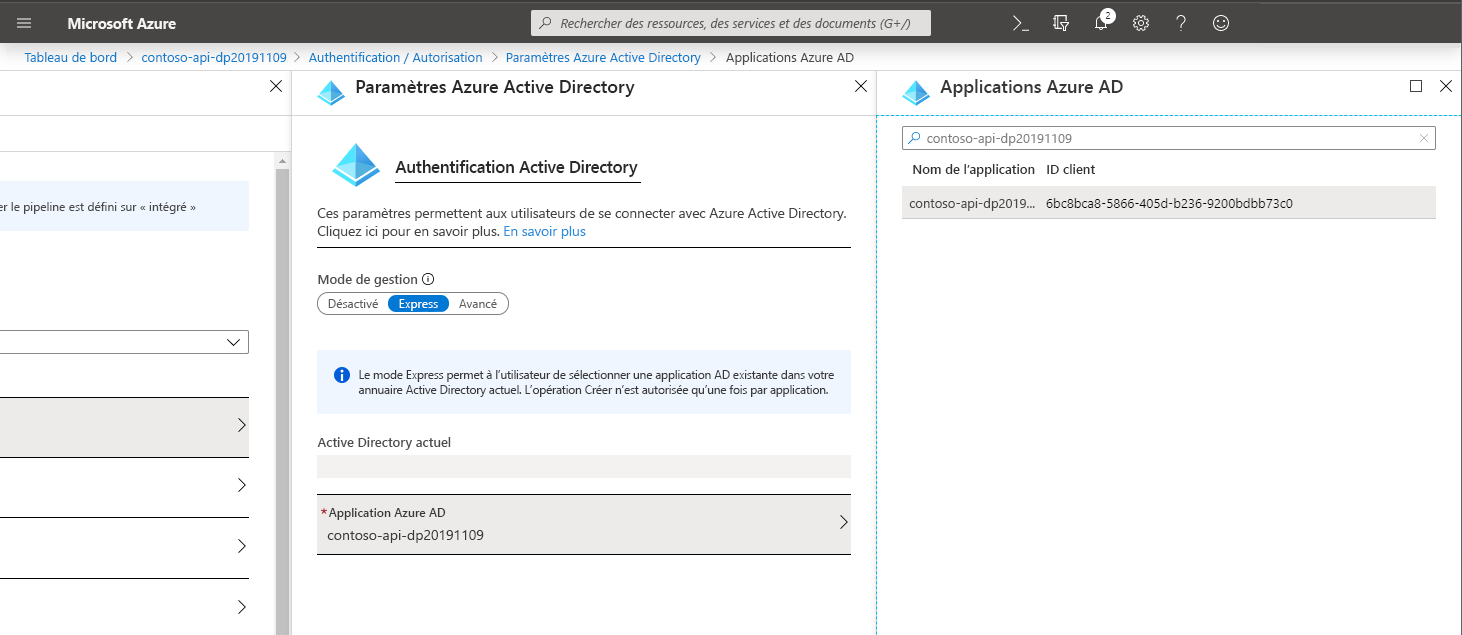 Bouton « Copier » en regard de la propriété « ID de l’application » mis en évidence dans le panneau de l’application Azure AD