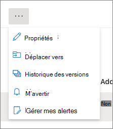 Capture d’écran de la liste déroulante du menu avec l’option Propriétés.