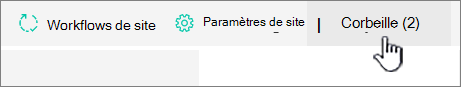La capture d’écran montre le bouton de recyclage de la page Contenu du site SharePoint Online.