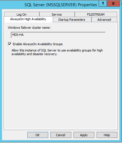 Option Activer les groupes de disponibilité Always On