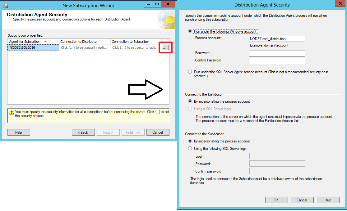 Distribution account information in the 