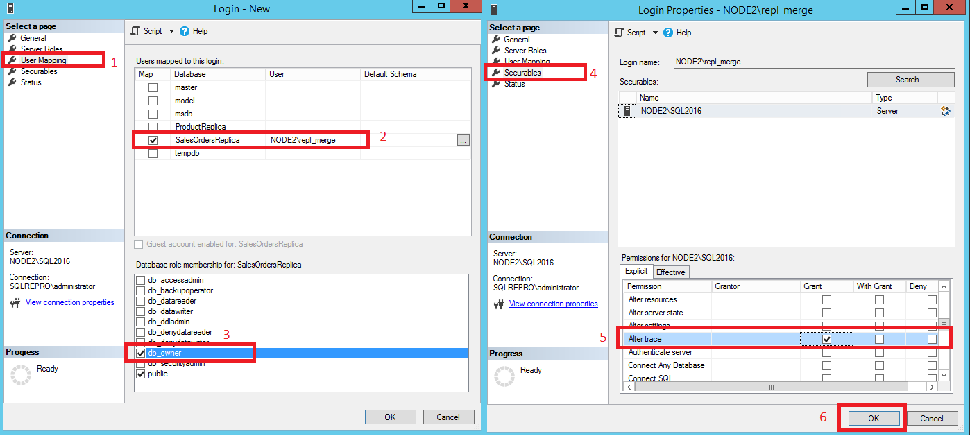 Pages «&nbsp;Mappage d’utilisateur&nbsp;» et «&nbsp;Éléments sécurisables&nbsp;»