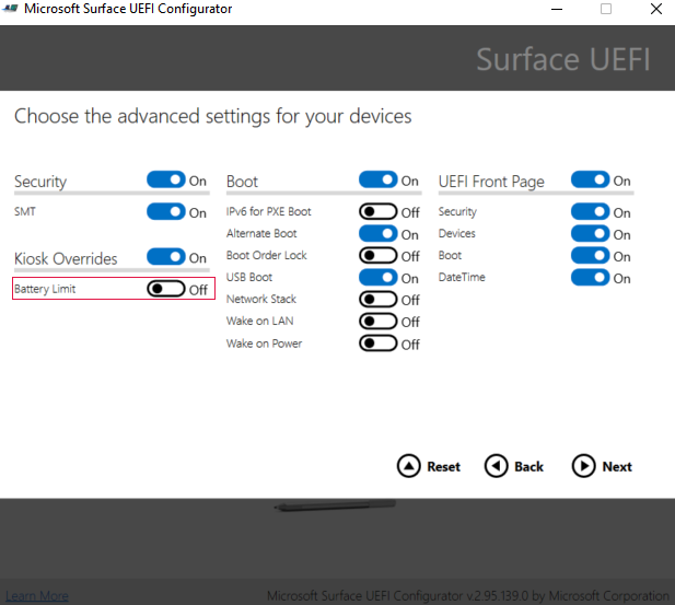 Paramètre de limite de la batterie Surface - Surface | Microsoft Learn