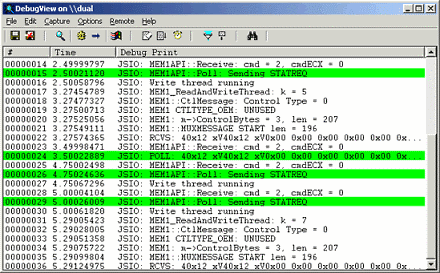 Capture d’écran de DebugView