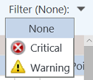 Capture d’écran montrant filtrer les alertes par gravité.