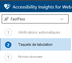 Screenshot of Accessibility Insights for Web with the second option of tab stops selected.
