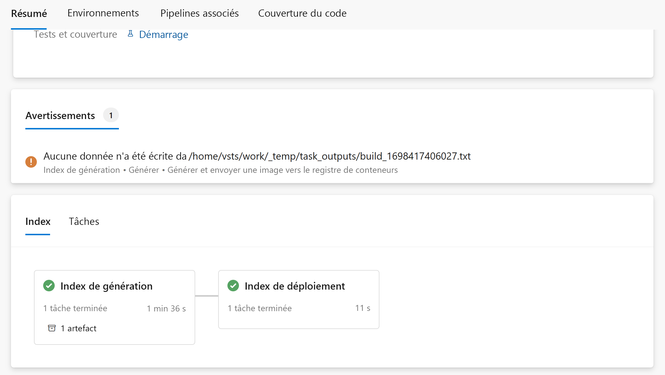 A screenshot showing the completed pipeline.
