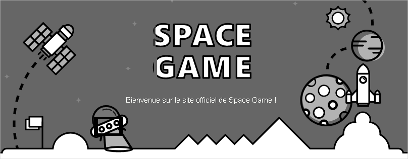 Capture d’écran du site web Space Game avec du texte mis à jour. Le texte contient une erreur orthographique.