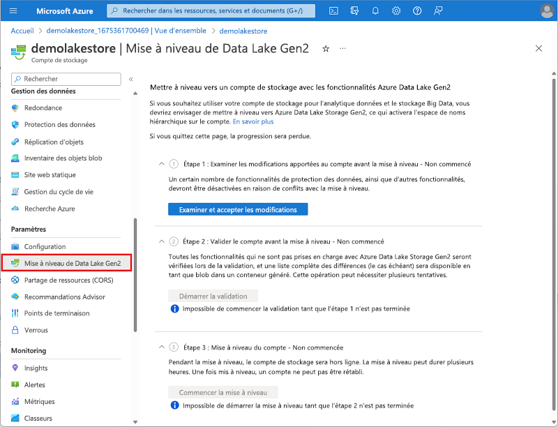 Screenshot of Advanced Settings for Creating Storage Account.