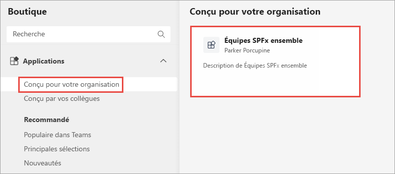 Capture d’écran de l’application SPFx Teams Together.