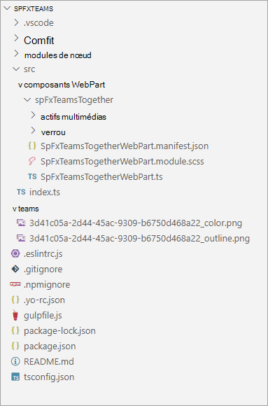 Capture d’écran du projet SharePoint Framework.